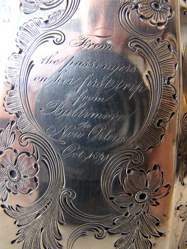 A historically important coin silver teapot presented to the Capt. of the Steamship ALABAMA in 1841 — image 2